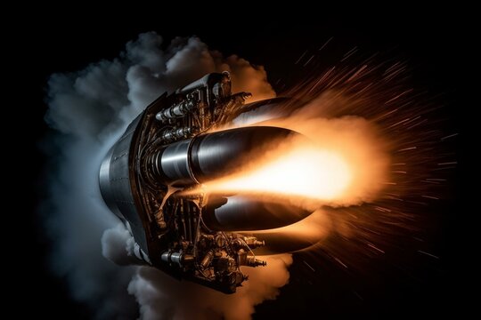 Image of rocket engine at full throttle. Generative AI