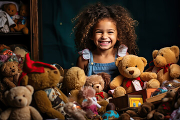 Donate toys bring joy to children. social responsibility concept