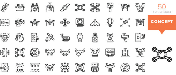 Set of minimalist linear concept icons. Vector illustration