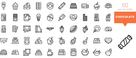 Set of minimalist linear chocolate icons. Vector illustration