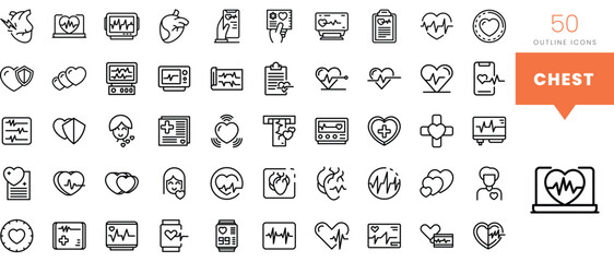 Fototapeta na wymiar Set of minimalist linear chest icons. Vector illustration