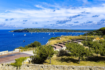 Fototapeta premium View from a mountainside over a bay of Saint Tropez, France.