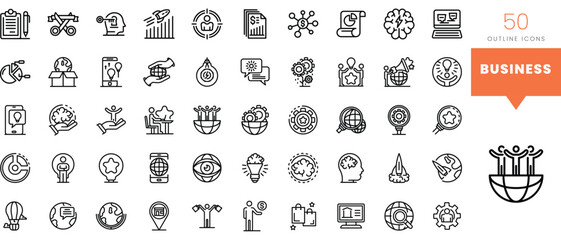 Set of minimalist linear business icons. Vector illustration