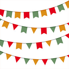 Fanions - Drapeaux - Guirlande - Guinguette - Banderoles festives et colorées pour les fêtes de Noël et de fin d'année - Décoration - Éléments vectoriels éditables - Illustrations colorées