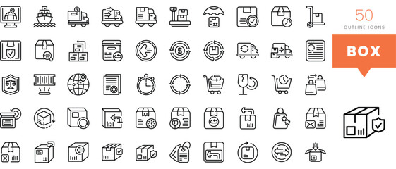 Set of minimalist linear box icons. Vector illustration