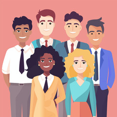 Diversity in work, Group of business people standing together. Vector illustration in flat style.