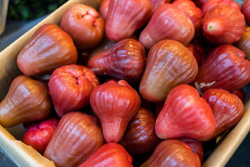 Stack of wax apple sell in the fruit store