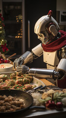 Robot Preparing a Christmas DInner
