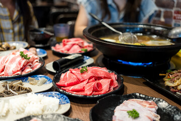 Hot pot meal in a restaurant