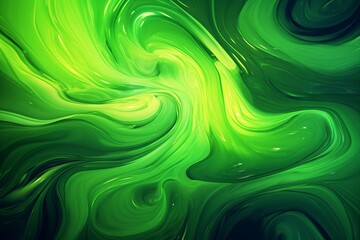 Mesmerizing green swirling pattern, a neon dream of fluid abstractions, Generative AI