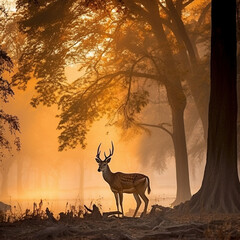 deer in sunset