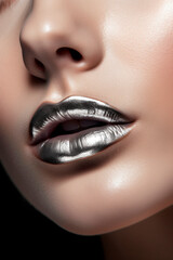 Fototapeta premium macro shot of colorful beautiful lips from a female model