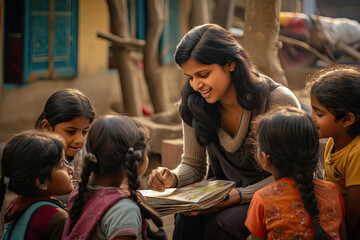 Volunteer at a literacy program empower readers. social responsability concept