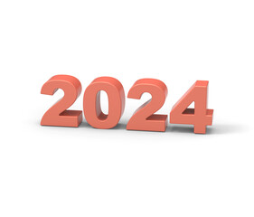 New Year 2024 on white background, 3d rendering