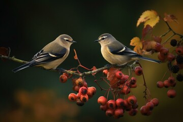 Autumnal birds. Generative AI