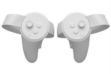 Virtual reality controllers for online and cloud gaming on white background
