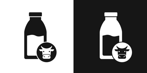 Cow milk bottle vector icon. Milk and cow head sign, dairy product