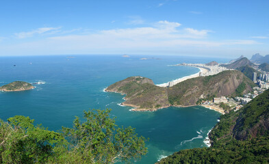 Fototapeta na wymiar Panoramic aerial view from the top of Sugarloaf Mountain in the city of Rio de Janeiro
