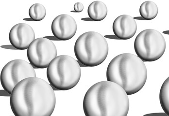 A group of white balls with some of its shadows, white background