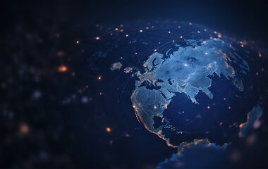 Global network connection over the Earth. Internet and technology concept. - obrazy, fototapety, plakaty