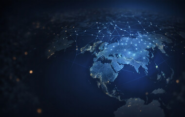 Global network connection over the Earth. Internet and technology concept.