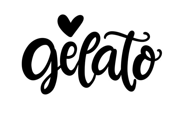 Gelato Ice Cream hand written brush lettering