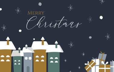 Christmas greeting card template with text. Vector illustration