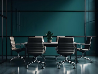 Empty conference room with desk and chairs, business meeting room, empty seminar or training room, business discussion area, business meeting room interior