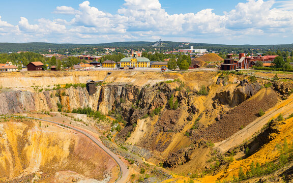 Historic copper mine in Falun, Sweden as part of the UNESCO heritage and today tourist attraction
