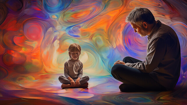 The Inner Child and Psychedelic Assisted Therapy, Interpretive Abstract (Digital Art, 4000x2242, 300 dpi)
