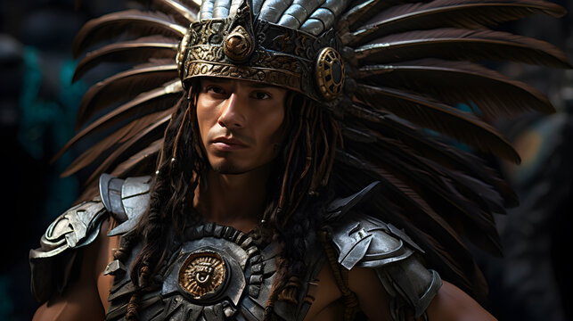 Guerrero azteca ataviado con vestimenta de hombre aguila 