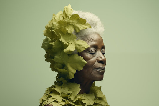 Generative AI image of nature intertwined with age symbolizing time