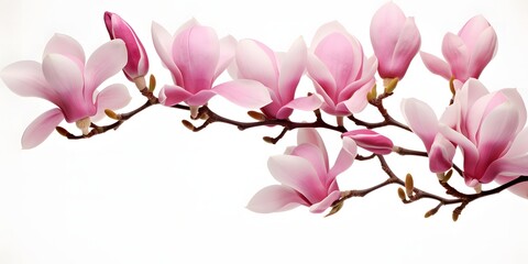 Obraz premium Pink spring magnolia flowers branch. 