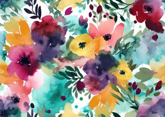 Obraz na płótnie Canvas Beautiful watercolor floral wrapping paper or graphic design backdrop / background — landscape widescreen orientation — High resolution