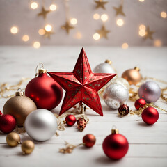 Fototapeta na wymiar Elegant Red and White Stars for Christmas