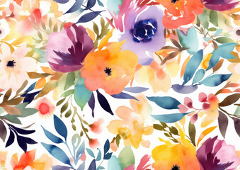 Beautiful watercolor floral wrapping paper or graphic design backdrop / background — landscape widescreen orientation — High resolution