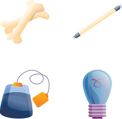Household waste icons set cartoon vector. Waste separation. Ecology, environmental care
