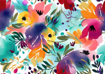 Beautiful watercolor floral wrapping paper or graphic design backdrop / background — landscape widescreen orientation — High resolution