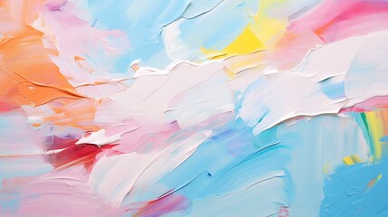 Closeup of abstract rough colorful colors painting texture, with oil brushstroke, pallet knife paint on canvas, Art background illustration