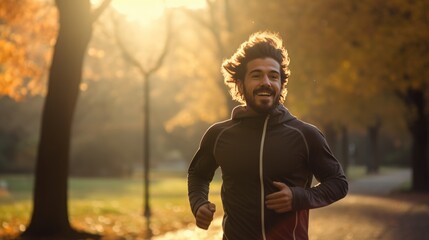 Obraz premium Mid adult Mexican man is jogging outside