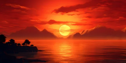 Fotobehang red sunset.  © Arnik