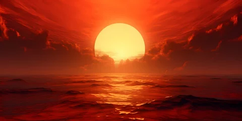 Foto op Plexiglas Vermiljoen red sunset. 