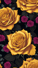Starry Night Roses, Yellow and Pink Roses in Seamless Harmony