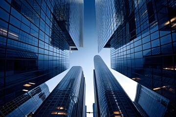 Fototapeta na wymiar Reflective skyscrapers, business office buildings.. 