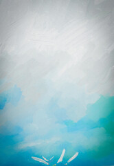 Sailboats Aqua Sky-Impressionistic Sailboats Sailing Aqua - Digital Painting, Illustration, Art, Artwork, Design, Background, Backdrop, Wallpaper, Print, Flier, Poster, Publication