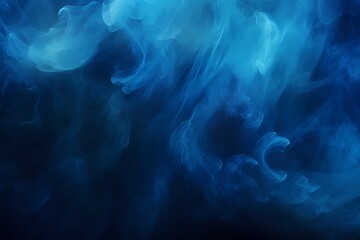 Shiny smoke. Glitter fluid. Ink water. Magic mist. Blue color particles texture paint vapor storm wave on dark black abstract background..
