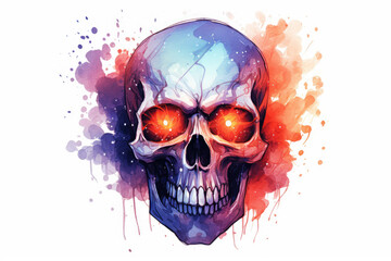 Fototapeta premium Illustration of skull covered with glow lights