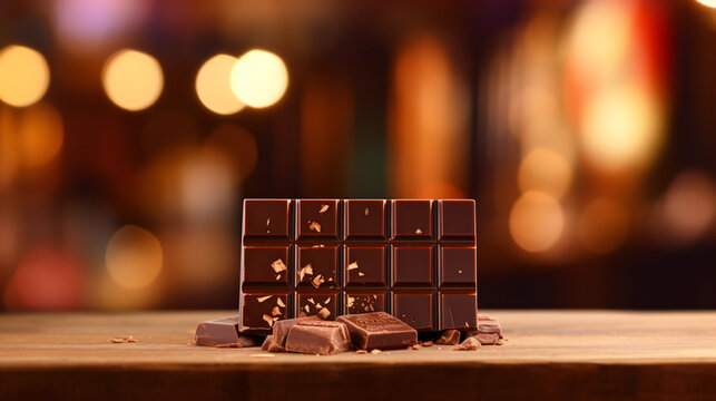 chosweet, candy, chocolate, cholate bar on a table, blurred background, food, sweet, bar, dessert, dark, cocoa, delicious, cacao, tasty, sugar, sweets, chocolate bar