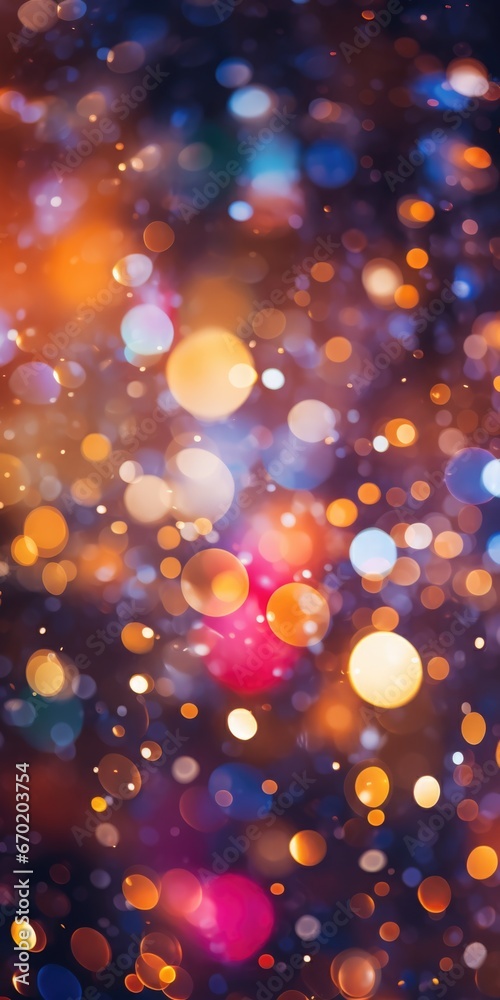 Poster A blurry photo capturing a bunch of lights. This versatile image can be used to create a dreamy or abstract atmosphere in various projects.