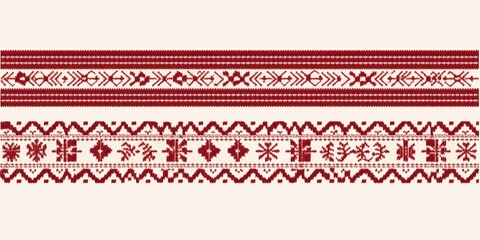 Obraz premium A simple yet eye-catching red and white pattern on a clean white background. Perfect for adding a pop of color to any project or design.